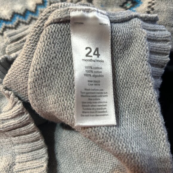 Carter’s Gray Cotton Cardigan • 24M • Button Down Sweater Fair Isle Style - Picture 5 of 5